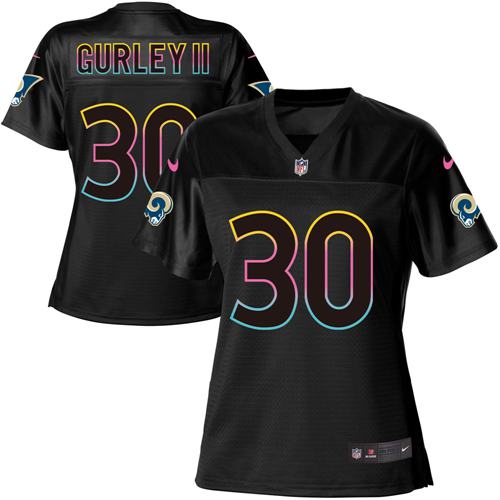 Nike Rams #30 Todd Gurley II Black Women's NFL Fashion Game Jersey